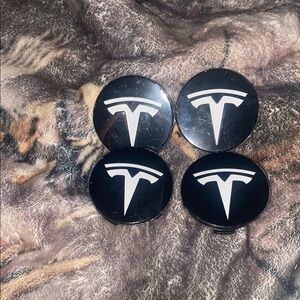 Tesla Black Wheel Emblems